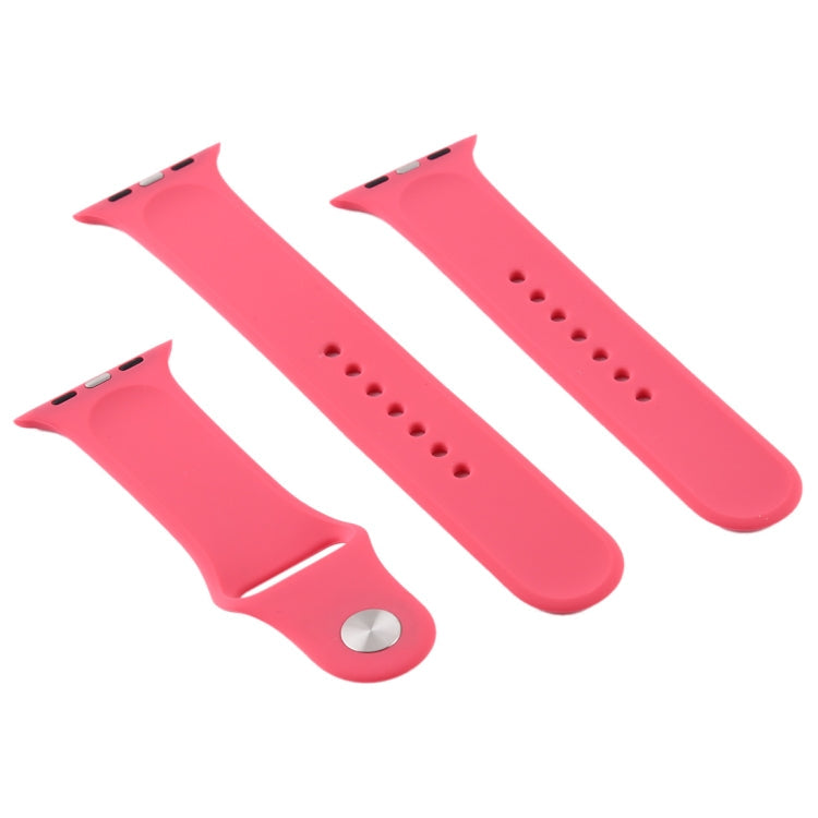 Frendorf | Für Apple Watch Series 10 42mm / 9&8&7 41mm / SE 3&SE 2&6&SE&5&4 40mm / 3&2&1 38mm 3 in 1 Gummi-Uhrenarmband mit Dornschließe (Hibiskus Pink)