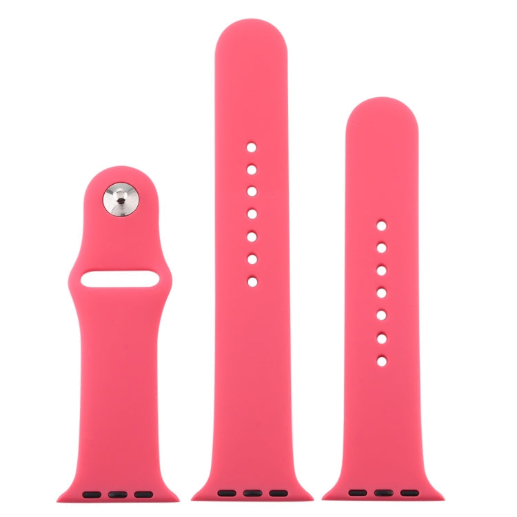 Frendorf | Für Apple Watch Series 10 42mm / 9&8&7 41mm / SE 3&SE 2&6&SE&5&4 40mm / 3&2&1 38mm 3 in 1 Gummi-Uhrenarmband mit Dornschließe (Hibiskus Pink)