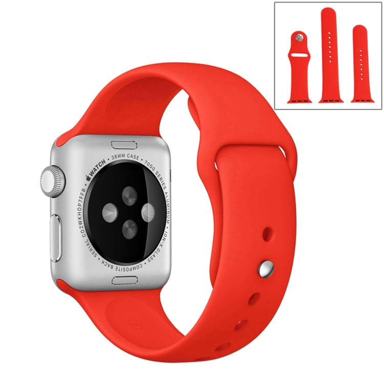 Frendorf | Für Apple Watch Series 10 42mm / 9&8&7 41mm / SE 3&SE 2&6&SE&5&4 40mm / 3&2&1 38mm 3 in 1 Gummi Uhrenarmband mit Dornschließe (Rot)