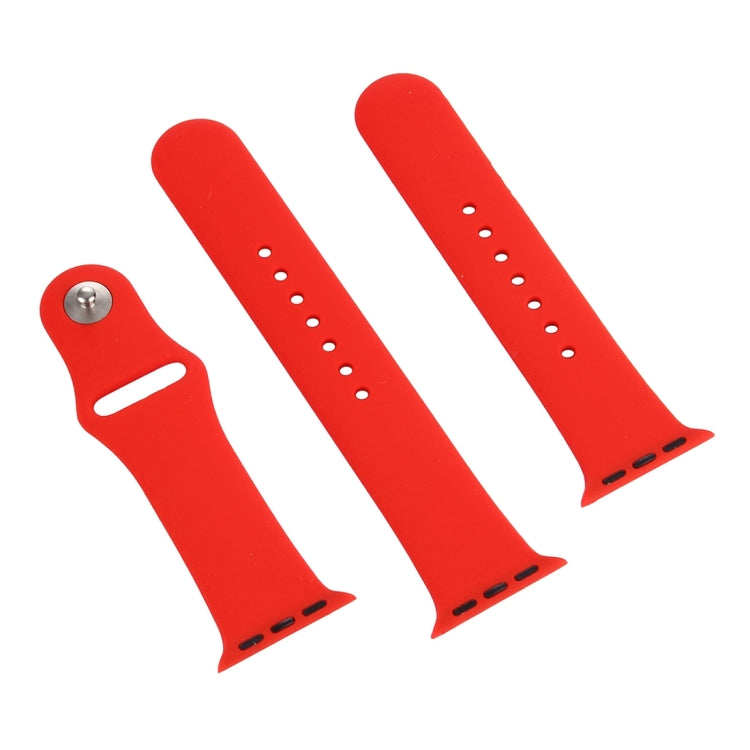 Frendorf | Für Apple Watch Series 10 42mm / 9&8&7 41mm / SE 3&SE 2&6&SE&5&4 40mm / 3&2&1 38mm 3 in 1 Gummi Uhrenarmband mit Dornschließe (Rot)