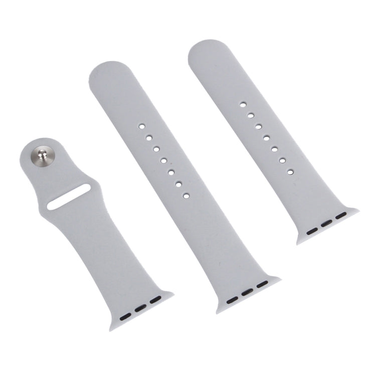 Frendorf | Für Apple Watch Series 10 42mm / 9&8&7 41mm / SE 3&SE 2&6&SE&5&4 40mm / 3&2&1 38mm 3 in 1 Gummi Uhrenarmband mit Dornschließe (Silber)
