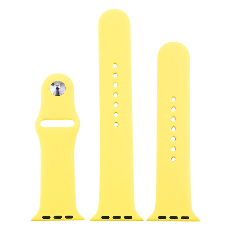 Frendorf | Für Apple Watch Series 10 42mm / 9&8&7 41mm / SE 3&SE 2&6&SE&5&4 40mm / 3&2&1 38mm 3 in 1 Gummi-Uhrenband mit Pin-Schließe (Glänzend Gelb)