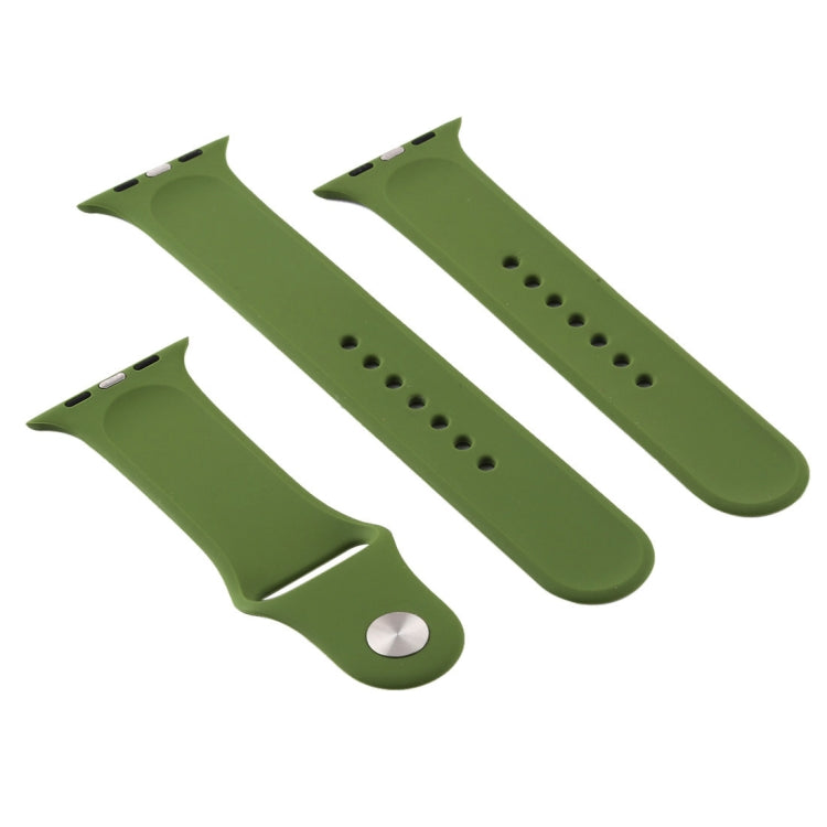 Frerndorf | Für Apple Watch Ultra 49mm & Watch Ultra 2 49mm / Series 9&8&7 45mm / SE 3&SE 2&6&SE&5&4 44mm / 3&2&1 42mm 3 in 1 Gummi-Uhrenarmband mit Steckschließe (Kieferngrün)