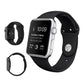Frerndorf | Für Apple Watch Ultra 49mm & Watch Ultra 2 49mm / Series 9&8&7 45mm / SE 3&SE 2&6&SE&5&4 44mm / 3&2&1 42mm 3 in 1 Gummi-Uhrenarmband mit Steckschließe (Schwarz)