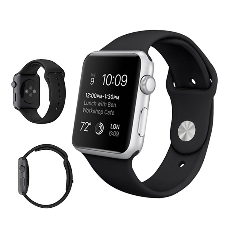 Frerndorf | Für Apple Watch Ultra 49mm & Watch Ultra 2 49mm / Series 9&8&7 45mm / SE 3&SE 2&6&SE&5&4 44mm / 3&2&1 42mm 3 in 1 Gummi-Uhrenarmband mit Steckschließe (Schwarz)