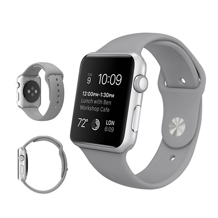 Frerndorf | Für Apple Watch Ultra 49mm & Watch Ultra 2 49mm / Series 9&8&7 45mm / SE 3&SE 2&6&SE&5&4 44mm / 3&2&1 42mm 3 in 1 Gummi-Uhrenarmband mit Dornschließe (Grau)