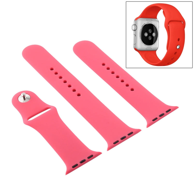 Frerndorf | Für Apple Watch Ultra 49mm & Watch Ultra 2 49mm / Series 9&8&7 45mm / SE 3&SE 2&6&SE&5&4 44mm / 3&2&1 42mm 3 in 1 Gummi-Uhrenarmband mit Dornschließe (Hibiskus Pink)