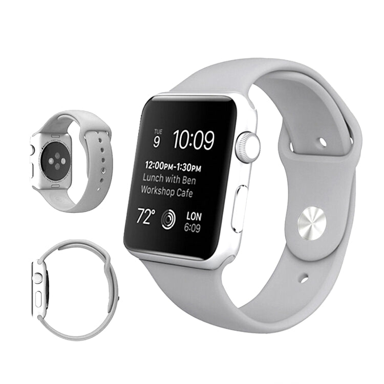 Frerndorf | Für Apple Watch Ultra 49mm & Watch Ultra 2 49mm / Series 9&8&7 45mm / SE 3&SE 2&6&SE&5&4 44mm / 3&2&1 42mm 3 in 1 Gummi-Uhrenarmband mit Dornschließe (Silber)