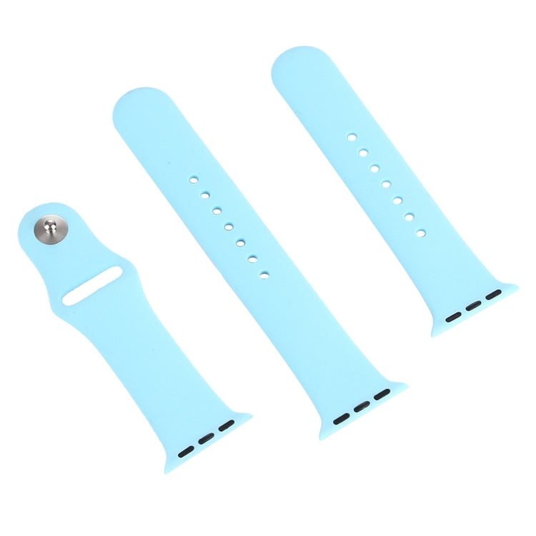 Frerndorf | Für Apple Watch Ultra 49mm & Watch Ultra 2 49mm / Series 9&8&7 45mm / SE 3&SE 2&6&SE&5&4 44mm / 3&2&1 42mm 3 in 1 Gummi-Uhrenarmband mit Dornschließe (Babyblau)