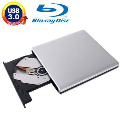 Frendorf | USB 3.0 Aluminiumlegierung tragbares DVD / CD wiederbeschreibbares Blu-ray-Laufwerk für 12,7 mm SATA ODD / HDD, Plug and Play (Silber)