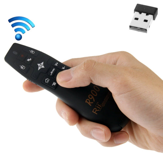 Frendorf | 2.4G Wireless Presenter Laser Pointer Fly Maus Rii Professionelle Air Maus R900 für HTPC / Android TV BOX / PS3 / XBOX360 / Tablet PC (K14 R900)(Schwarz)