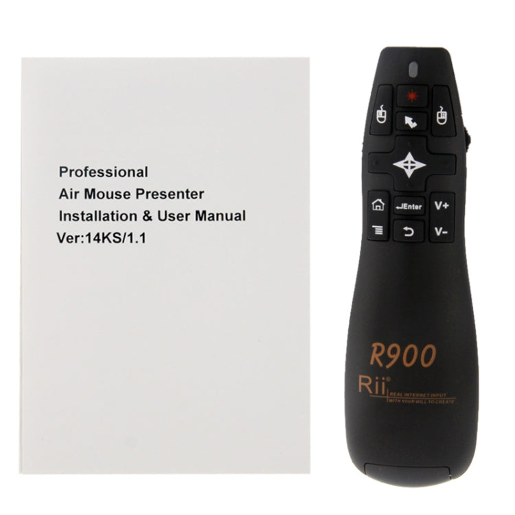 Frendorf | 2.4G Wireless Presenter Laser Pointer Fly Maus Rii Professionelle Air Maus R900 für HTPC / Android TV BOX / PS3 / XBOX360 / Tablet PC (K14 R900)(Schwarz)