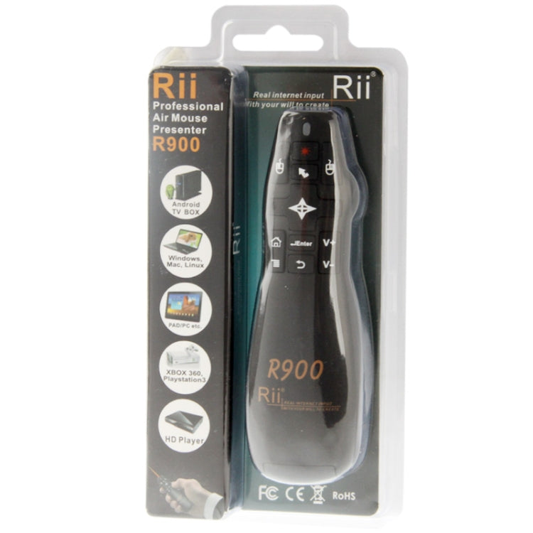 Frendorf | 2.4G Wireless Presenter Laser Pointer Fly Maus Rii Professionelle Air Maus R900 für HTPC / Android TV BOX / PS3 / XBOX360 / Tablet PC (K14 R900)(Schwarz)