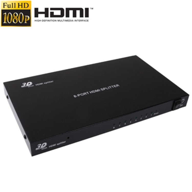 Frendorf | 1 x 8 Full HD 1080P HDMI Splitter mit Schalter, V1.4 Version, Unterstützung für 3D & 4K x 2K (Schwarz)