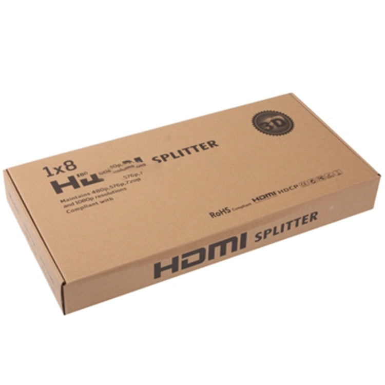 Frendorf | 1 x 8 Full HD 1080P HDMI Splitter mit Schalter, V1.4 Version, Unterstützung für 3D & 4K x 2K (Schwarz)