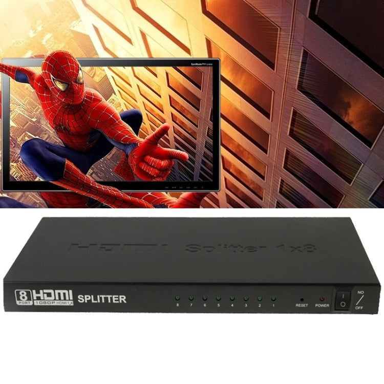 Frendorf | V1.4 Full HD 1080P 1 x 8 HDMI Verstärker Splitter, Unterstützt 3D(Schwarz)