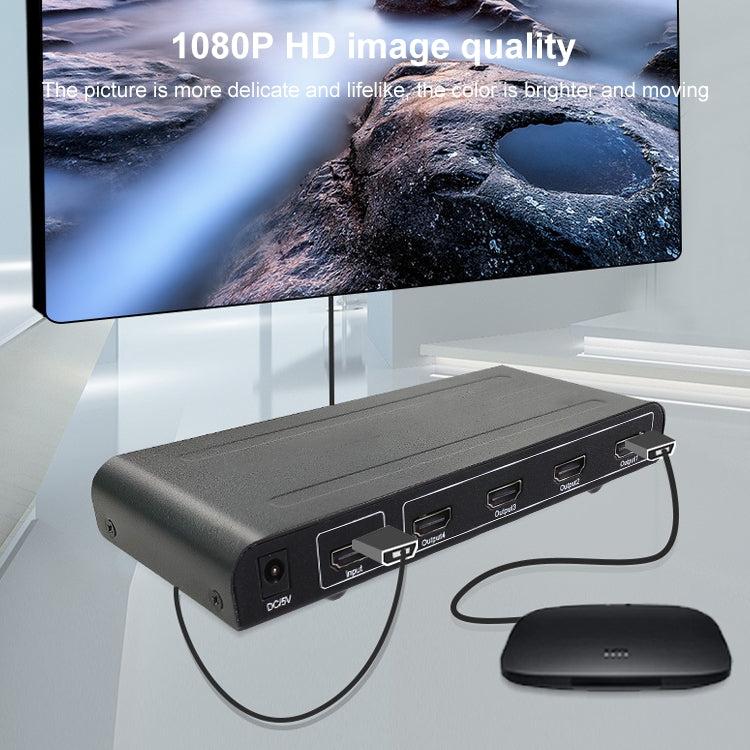 Frendorf | 1080P 1x4 HDMI Splitter, 1.4 Version, EU Stecker(Schwarz)