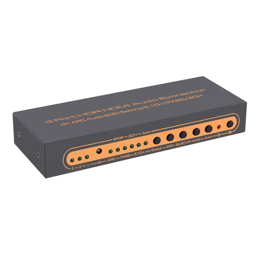 Frendorf | 3 Ports HDMI/MHL Audio Extractor mit IR-Fernbedienung, 4K ARC Audio EDID-Einstellung 5.1ch / PASS / 2ch