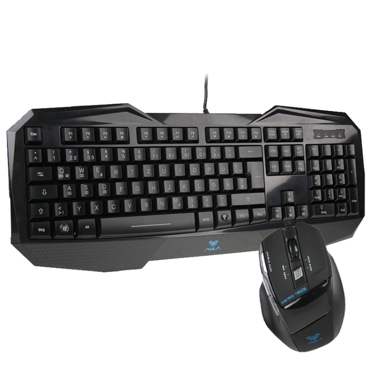 Frendorf | Aula Killing Soul Behead Series Verdrahtete USB Stille / Rutschfeste QWERTZ-Tastatur mit Blu-ray-Hintergrundbeleuchtung + 500-1000Hz Rückgabefrequenz 7D Gaming Maus Combo-Kit, Deutsche Sprache Tasten