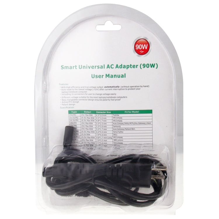 Frendorf | AU-90W+13 TIPS 90W Universeller AC-Netzadapter Ladegerät mit 13 Anschlusssteckern für Laptop Notebook, EU Stecker