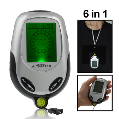 Frendorf | 6 in 1 (Höhenmesser, Barometer, Kompass, Thermometer, Zeit & Kalender) Multifunktionaler Digital Kompass