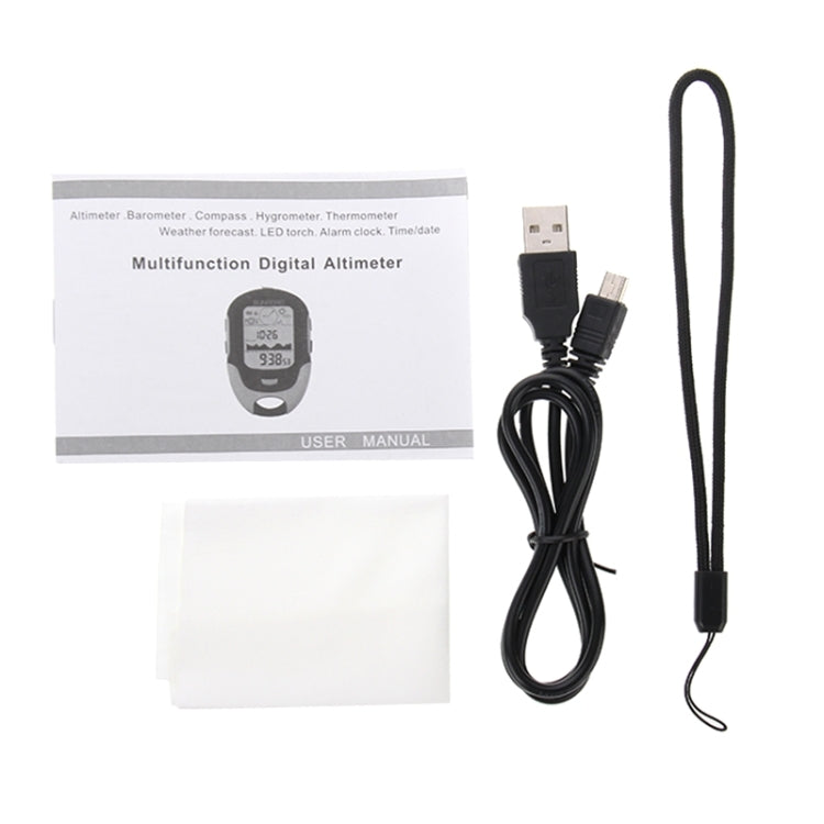 Frendorf | SUNROAD Multifunktions-LCD-Digital-Höhenmesser mit Kompass & Barometer & Thermometer & Hygrometer & Wettervorhersage & LED-Taschenlampe und Uhr