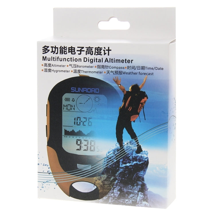 Frendorf | SUNROAD Multifunktions-LCD-Digital-Höhenmesser mit Kompass & Barometer & Thermometer & Hygrometer & Wettervorhersage & LED-Taschenlampe und Uhr
