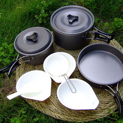Frendorf | Outdoor-Camping Ultra-Leichtgewicht 9-teiliges Kochgeschirr Stapelset
