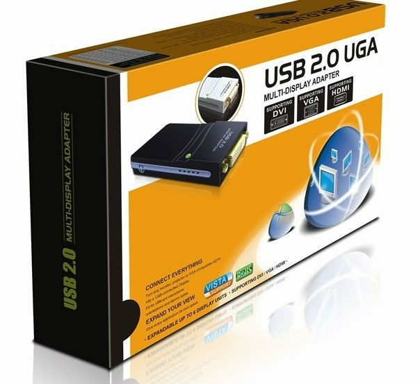 Frendorf | USB 2.0 zu VGA, DVI, HDMI Adapter, Auflösung: 1920*1080 (Schwarz)