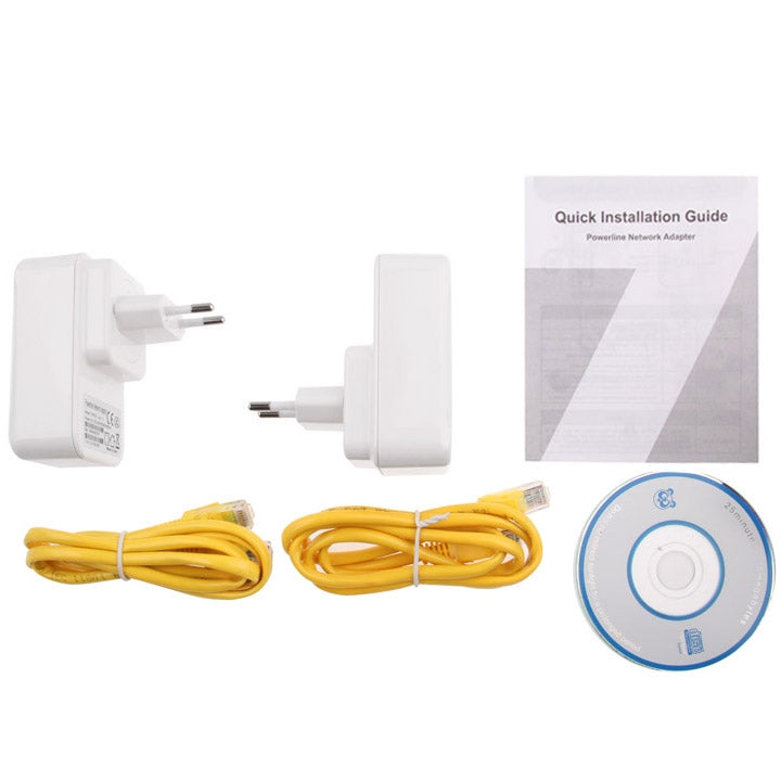 Frendorf | 2 PCS 500Mbps Powerline Netzwerk Mini Homeplug AV Ethernet Brücke, 7HP150, EU Stecker(Weiß)