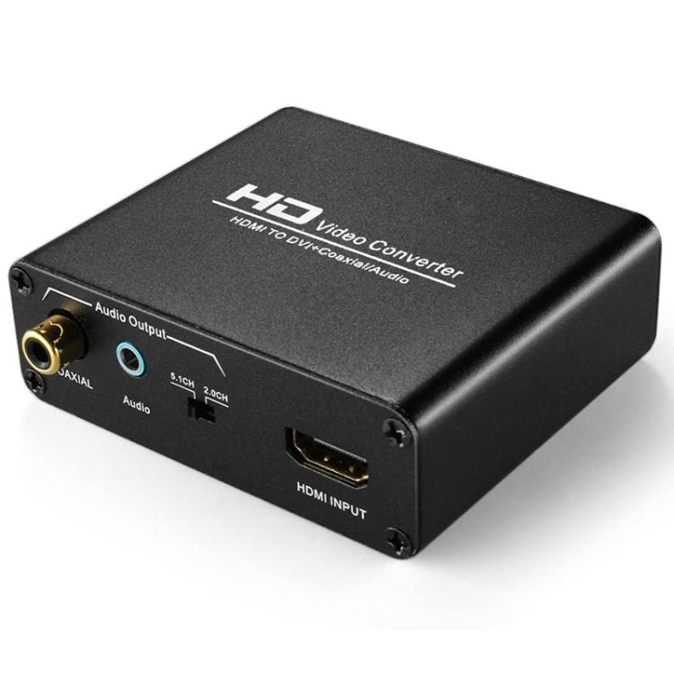 Frendorf | HDV-339 Full HD HDMI zu DVI + Digital Coax / Analog Stereo Audio Converter Adapter (Schwarz)