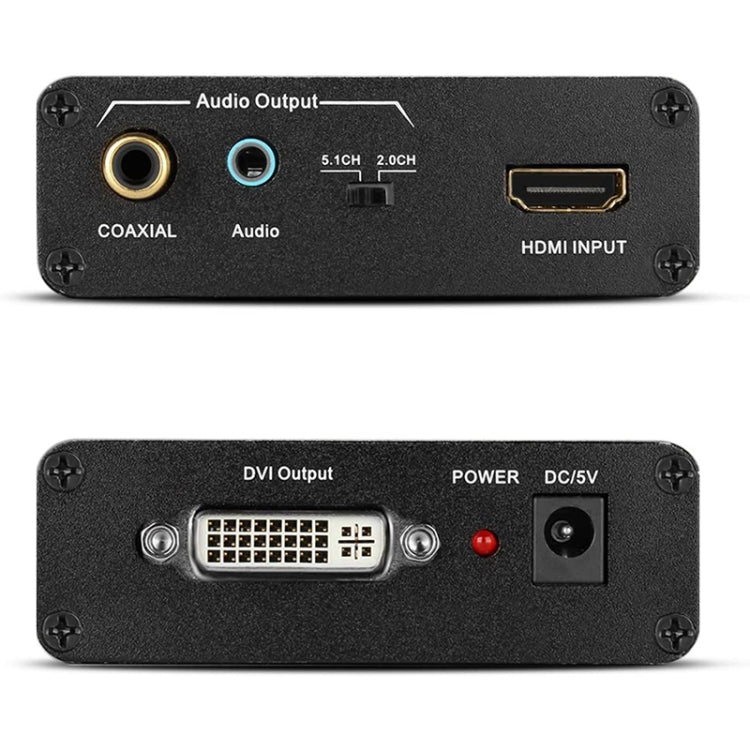 Frendorf | HDV-339 Full HD HDMI zu DVI + Digital Coax / Analog Stereo Audio Converter Adapter (Schwarz)