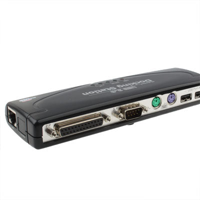 Frendorf | Hi-speed USB 2.0 Dockingstation mit 8 Anschlüssen (2xUSB 2.0 + PS2 Maus + PS2 Tastatur + RS232 + DB25 + LAN + Upstream), Schwarz(Black)