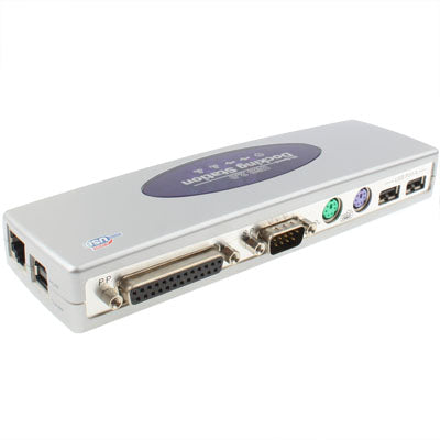 Frendorf | Hi-speed USB 2.0 Docking Station mit 8 Ports (2xUSB 2.0 + PS2 Maus + PS2 Tastatur + RS232 + DB25 + LAN + Upstream),Silber(Silver)