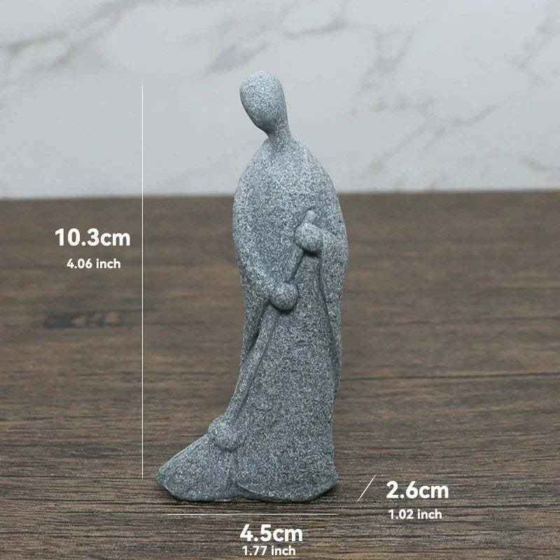 Frendorf | TranquilStone Buddha Figuren Set | Meditative Mönchs Statuen | Zen Garten Dekoration | Achtsamkeit & Feng Shui Deko für Zuhause