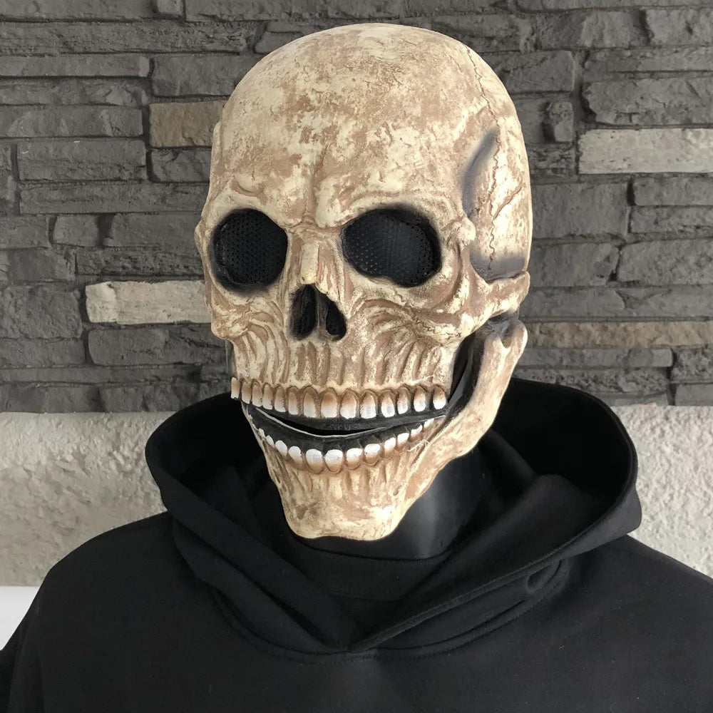 Frendorf | Beweglicher Kiefer Realistische Vollkopf-Schädelmaske - Menschliches Skelettmaske für Halloween-Party