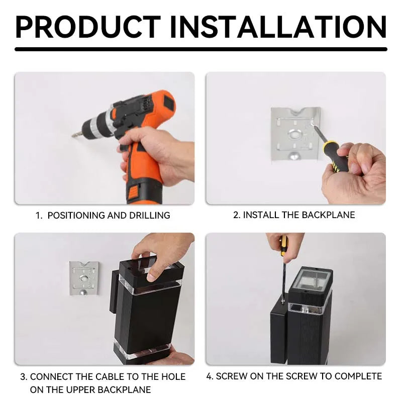 Frendorf | Außenwandleuchte – Moderne wasserdichte Auf- und Abwärts-LED-Lampe mit 2PCS E27-Glühbirnen für Garten, Veranda, Balkon und Außenwände (110V–220V, IP65 klassifiziert)