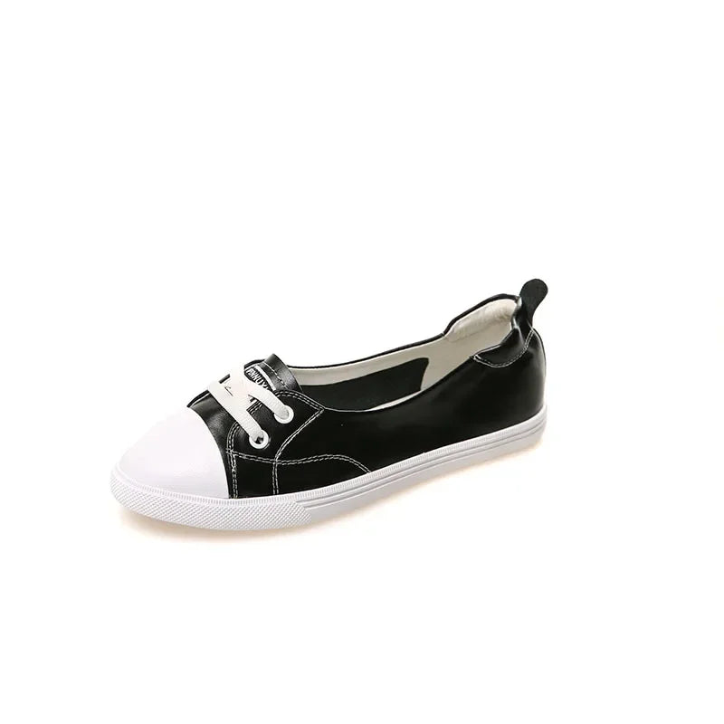 Frendorf | 100% Echtes Leder Schuhe Frauen Flach Causal Schuhe Weiches Rindsleder Weiße Flats