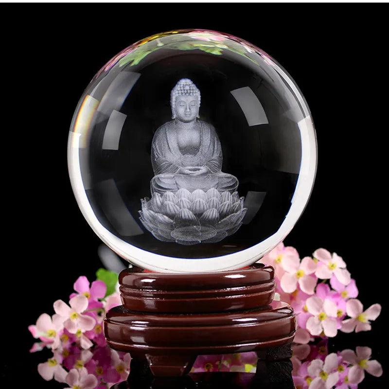 3D Kristallkugel mit verschiedenen Themen: Drache, Buddha, Pferd, Maus