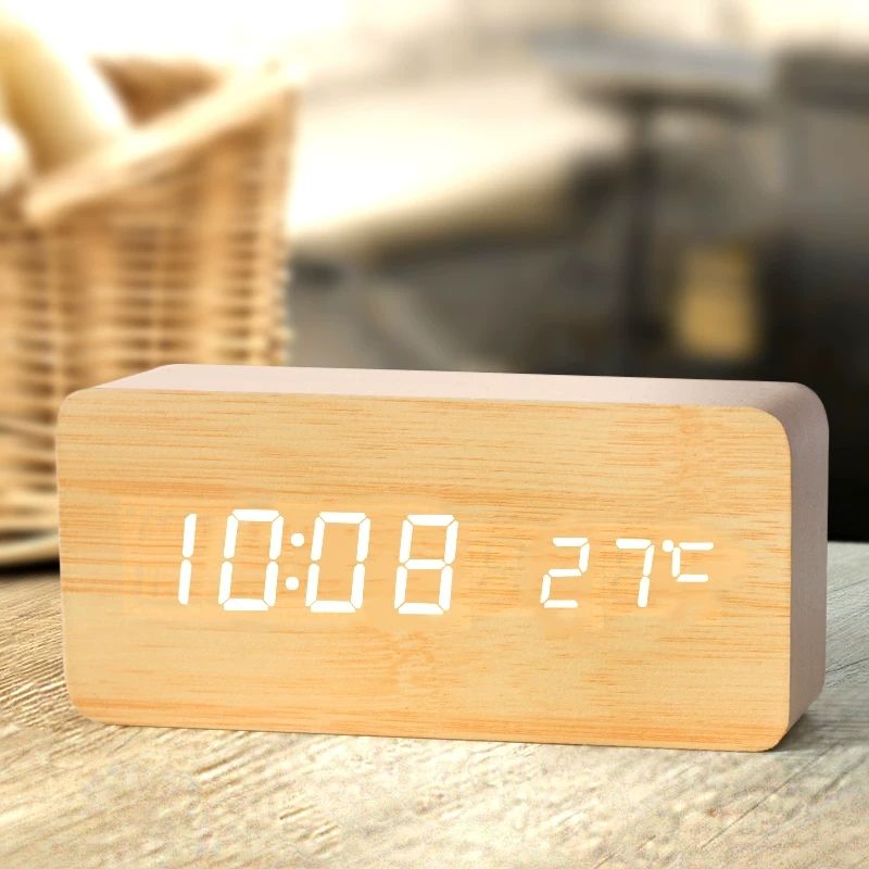Frendorf | TimberGlow LED Wecker – Digital & Stilvoll im natürlichen Holzdesign