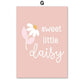 Cute Daisy Rainbow Sun Love Heart Personalized Name Poster of Wall Art Canvas Prints Picture Pink Girl Baby Kids Room Home Decor