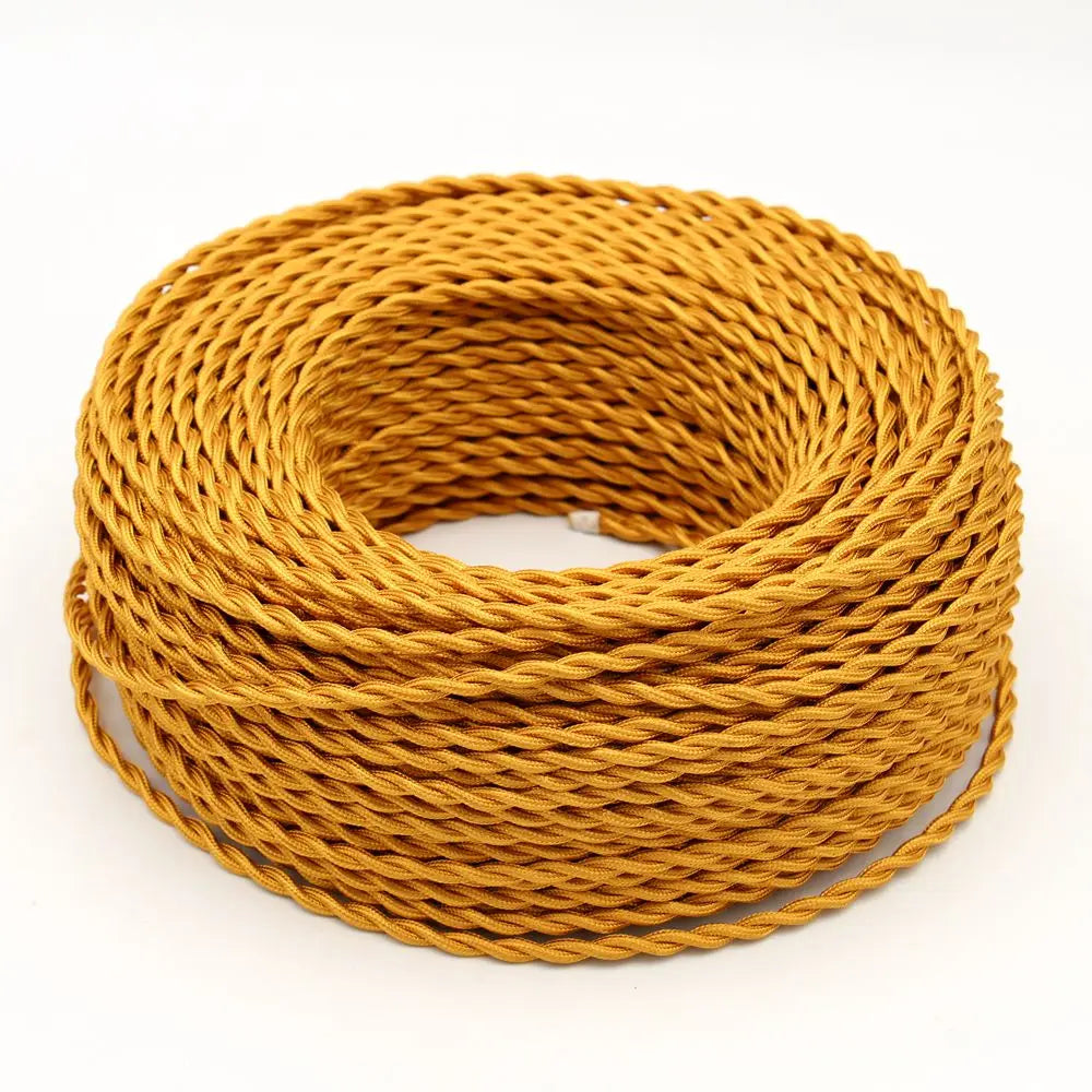 Frendorf | 3-Core Vintage-Stoff Gedrehte Elektrische Kabel – 0,75 mm² Kupferdraht für Pendelleuchten, Retro-Stil Beleuchtungskabel