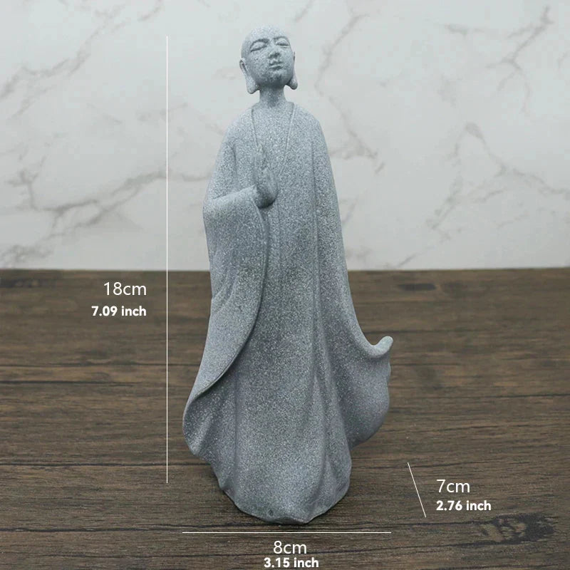 Frendorf | TranquilStone Buddha Figuren Set | Meditative Mönchs Statuen | Zen Garten Dekoration | Achtsamkeit & Feng Shui Deko für Zuhause