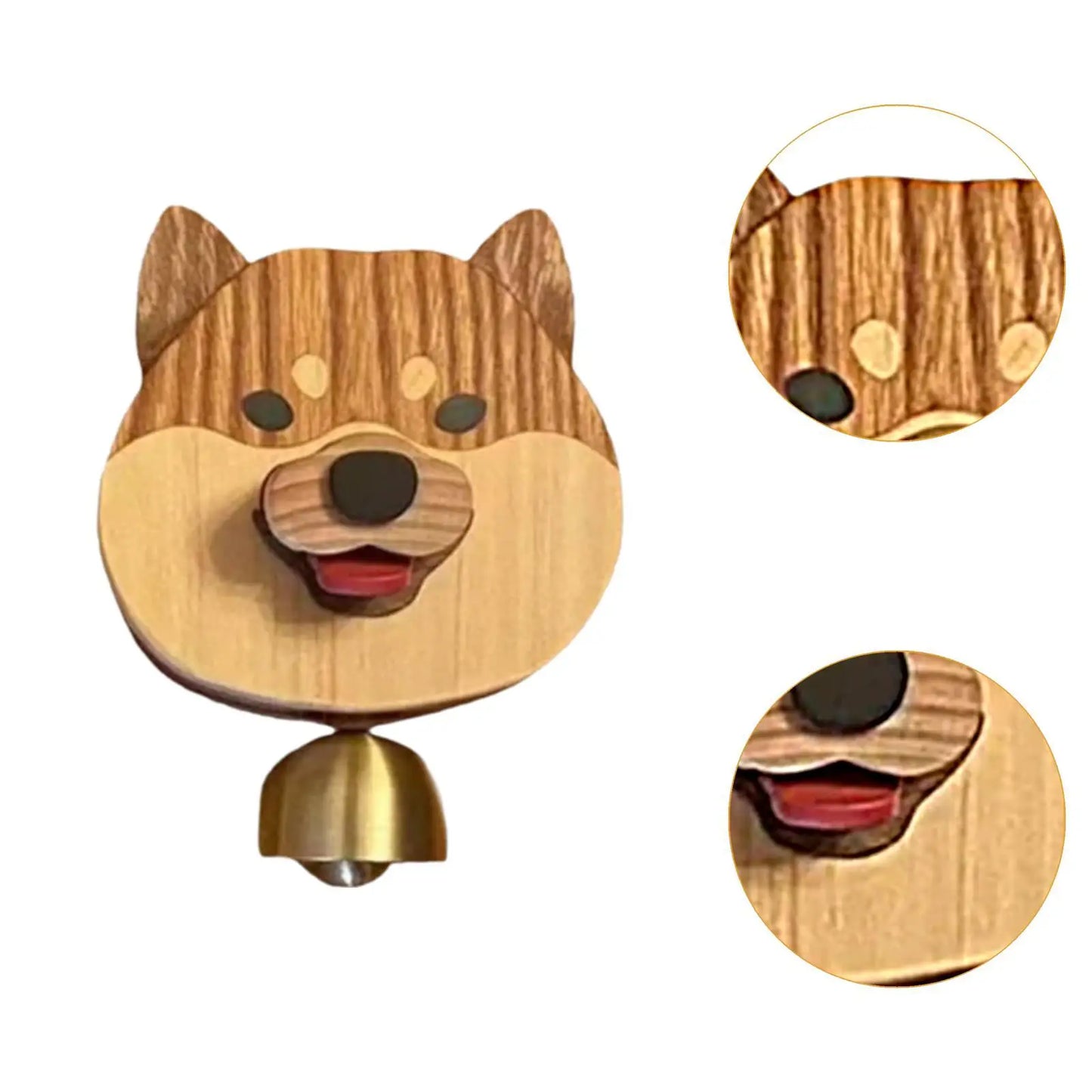 Frendorf | Verspielt Shiba Hund Gesicht Holz Klingel