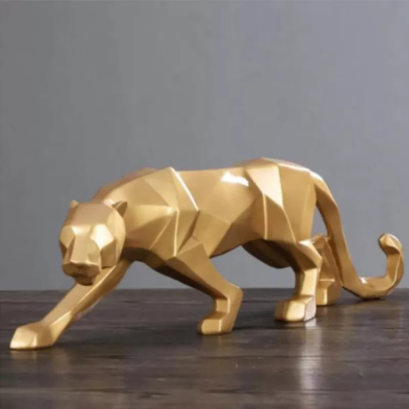 Panther-Statue, Tierfigur, abstrakter geometrischer Stil, Kunstharz, Leopardenskulptur, Heimbüro, Desktop-Dekoration, Kunsthandwerk