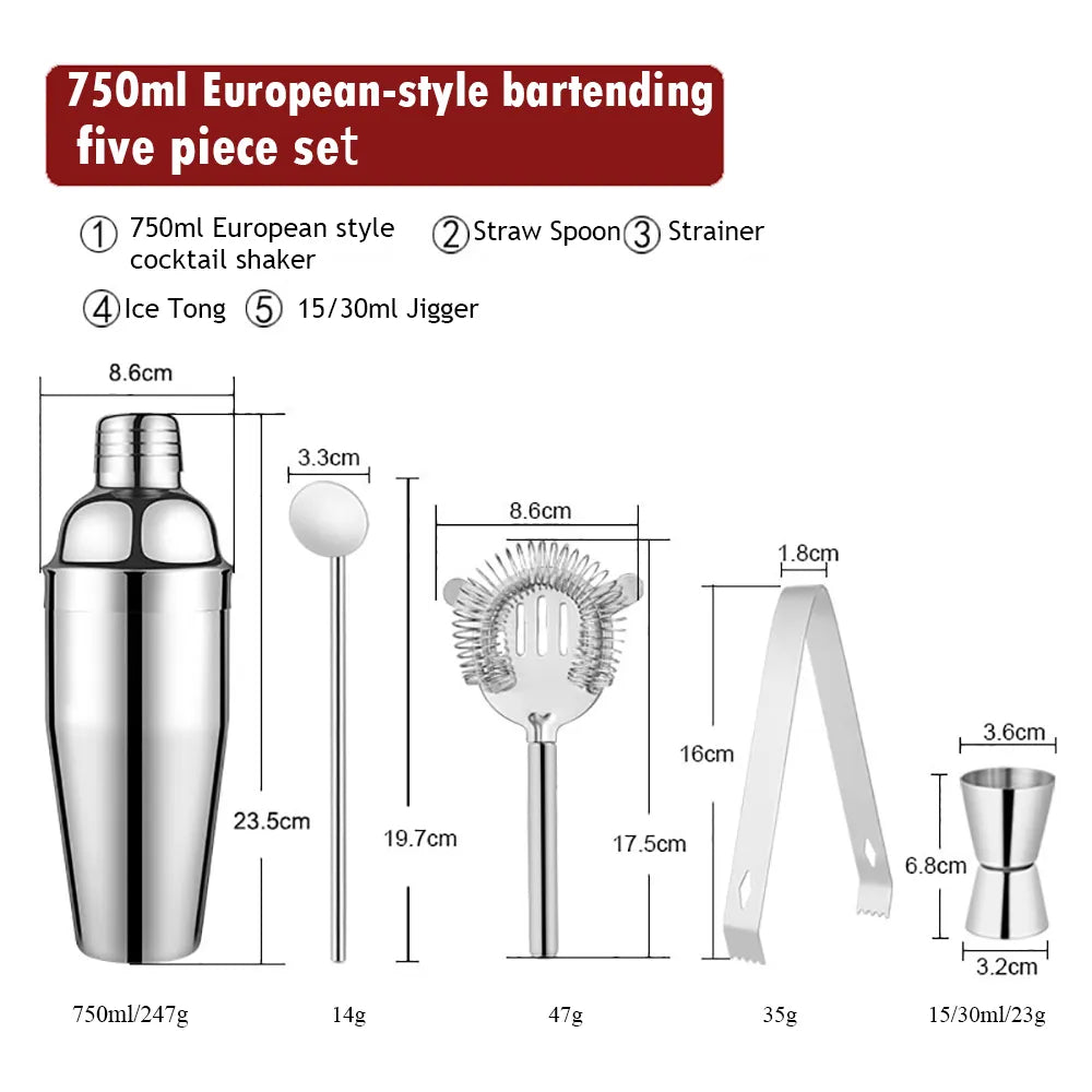 550 ml/750 ml Edelstahl Cocktail Shaker Mixer Trinken Barkeeper Set Bars Set Werkzeuge Mit Wein Regal Ständer Werkzeug für Geburtstag Geschenk