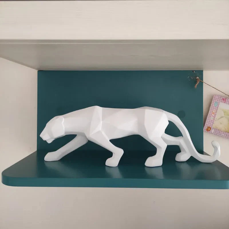 Panther-Statue, Tierfigur, abstrakter geometrischer Stil, Kunstharz, Leopardenskulptur, Heimbüro, Desktop-Dekoration, Kunsthandwerk