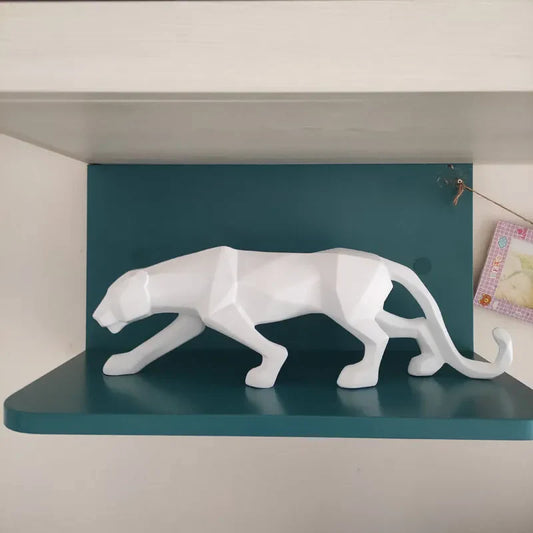 Panther-Statue, Tierfigur, abstrakter geometrischer Stil, Kunstharz, Leopardenskulptur, Heimbüro, Desktop-Dekoration, Kunsthandwerk