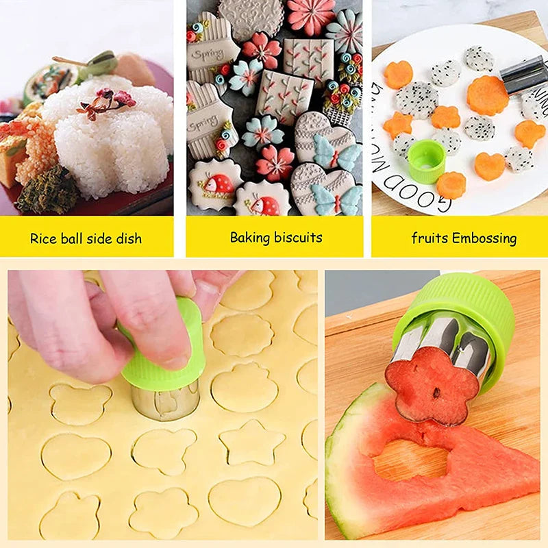 Niedliche Mini Lebensmittelspießchen für Kinder: Tier Cartoon Gabeln mit Ausstecher und Silikon Lunchbox Trennwände - Perfekt für Snacks, Kuchen und Früchte