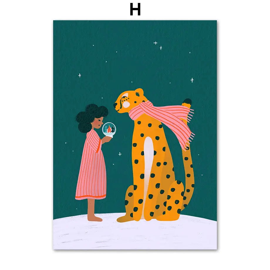 Frendorf | ArtWave Nordische Tierkunst-Leinwand | Wal Delfin Leopard | Poster und Drucke | Wohnzimmer Wanddeko